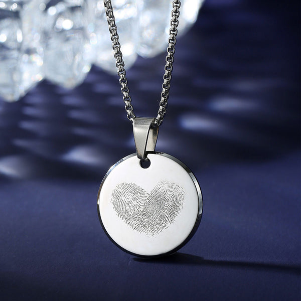 Gepersonaliseerde Wolfraam Ronde Tag Ketting met Gravure