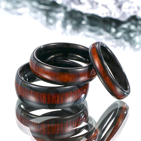 Koa Hout Wolfraam Ring Zwart 4mm/6mm/8mm - Geleerden