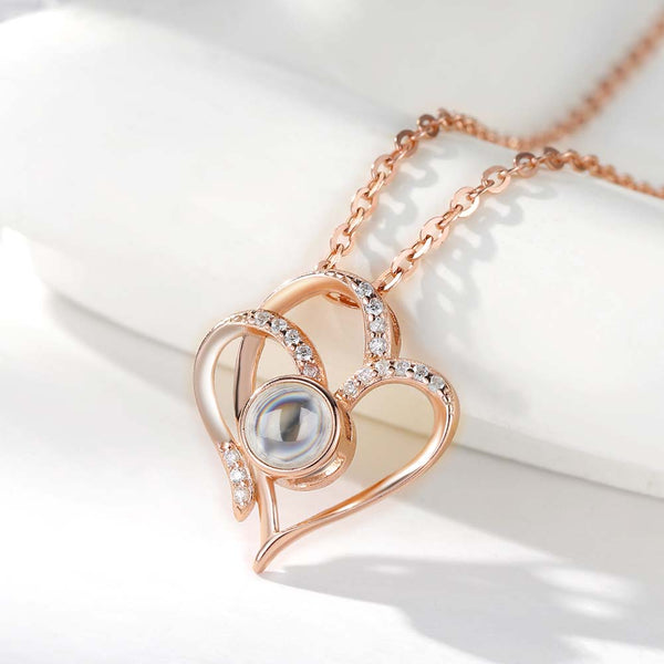 Gepersonaliseerde Ketting met Foto in Steen - Dubbel Hart