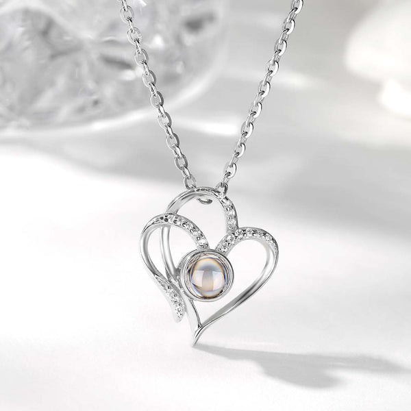 Gepersonaliseerde Ketting met Foto in Steen - Dubbel Hart