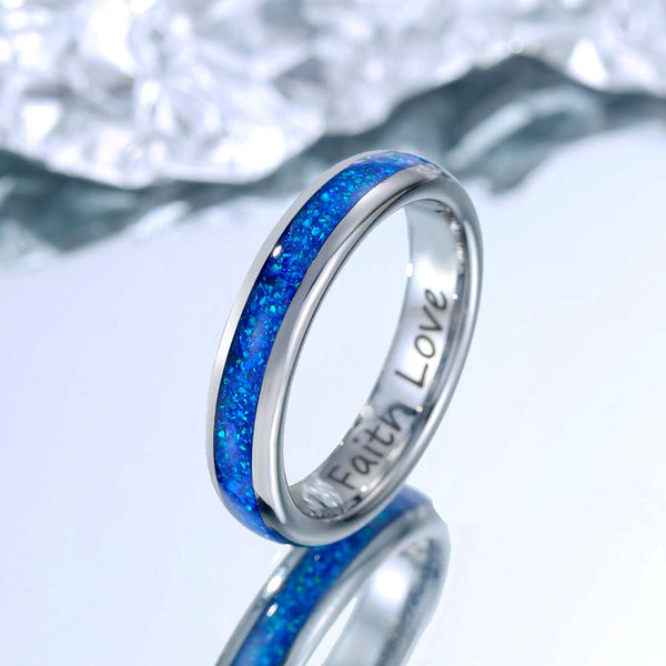 Wolfraam Ring Zilver met Opaal 4mm - Blauwe Meditator