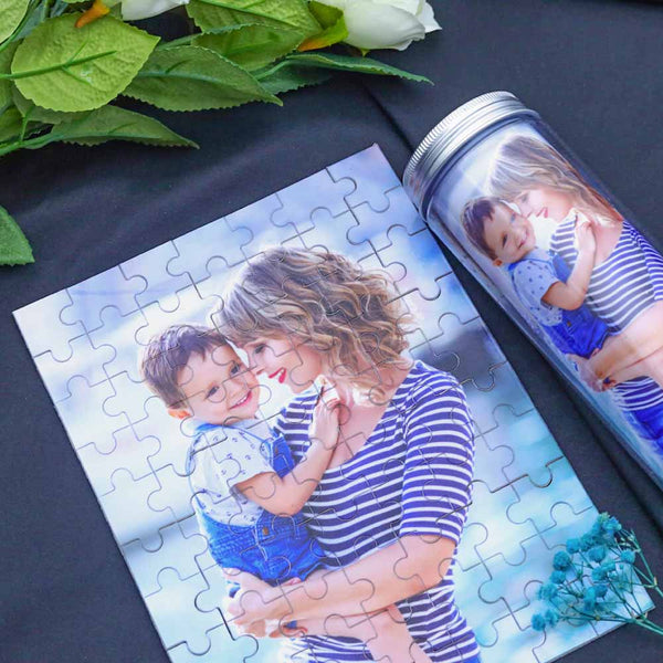 Gepersonaliseerde Foto Houten Puzzel in Fles