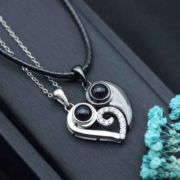 Gepersonaliseerde Foto Projectie Paar Ketting - Yin Yang Magnetische Hart