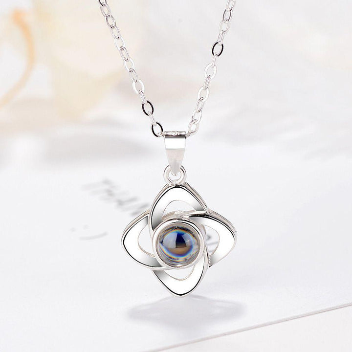 Gepersonaliseerde Foto Projectie Ketting - Klaver Bloem - Remigifts