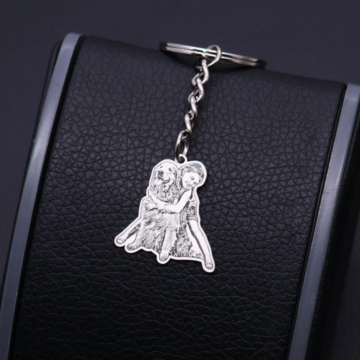 Gepersonaliseerde Hond Schets Hond Foto Ketting / Sleutelhanger - Remigifts