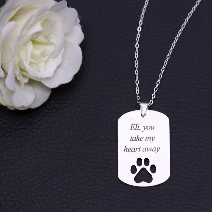 Huisdier Hoofd Portret Dogtag Ketting met Holle Hondenpoot - Remigifts