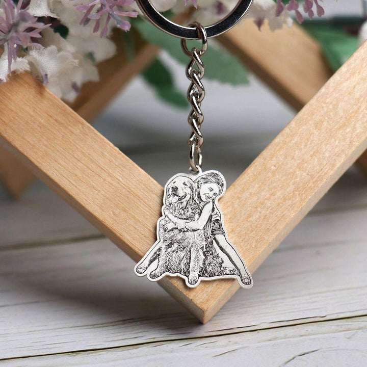 Gepersonaliseerde Hond Schets Hond Foto Ketting / Sleutelhanger - Remigifts