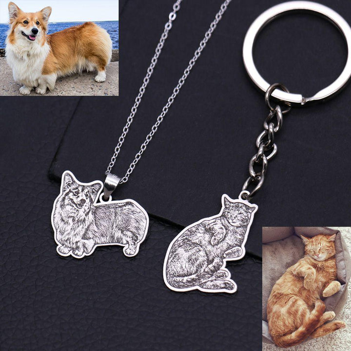 Gepersonaliseerde Schets Hond Foto Ketting / Sleutelhanger - Remigifts