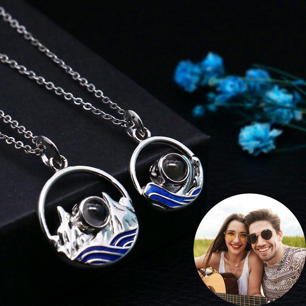 Gepersonaliseerde Foto Projectie Paar Ketting - Berg Zee - Remigifts