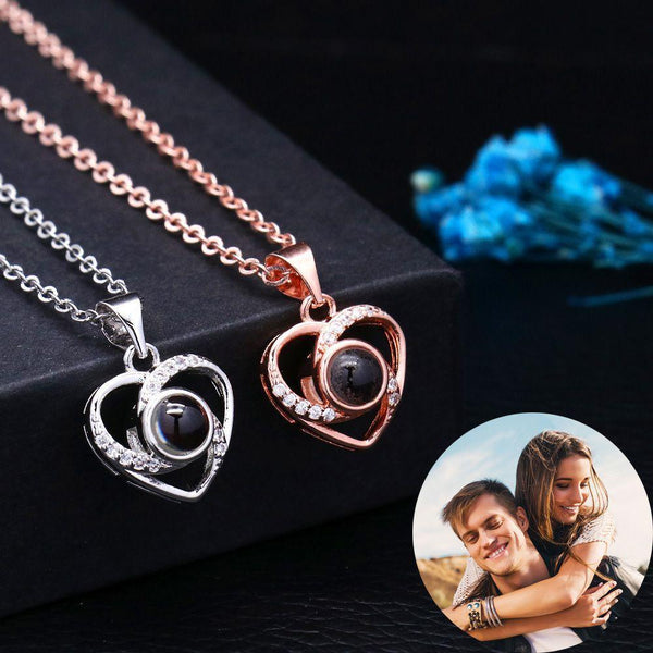 Gepersonaliseerde Foto Projectie Ketting -  Roterend Hart - Remigifts